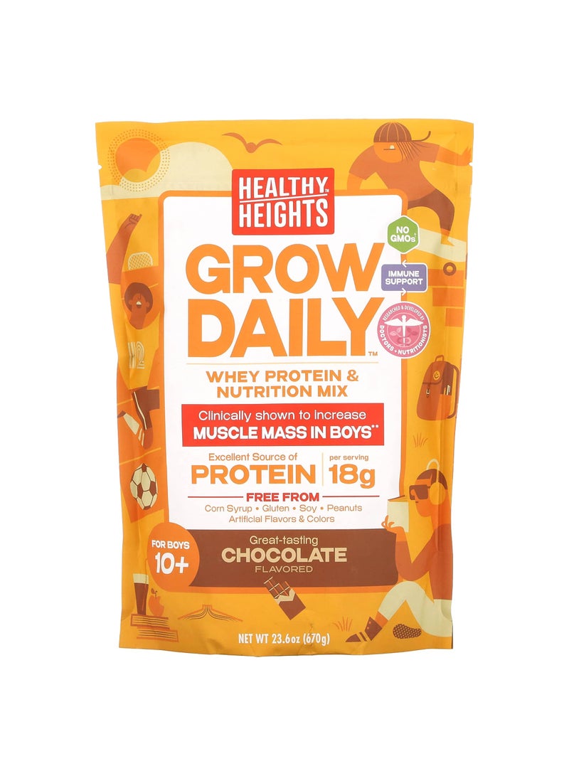 Grow Daily, Whey Protein & Nutrition Mix, For Boys 10+, Chocolate, 23.6 oz (670 g)